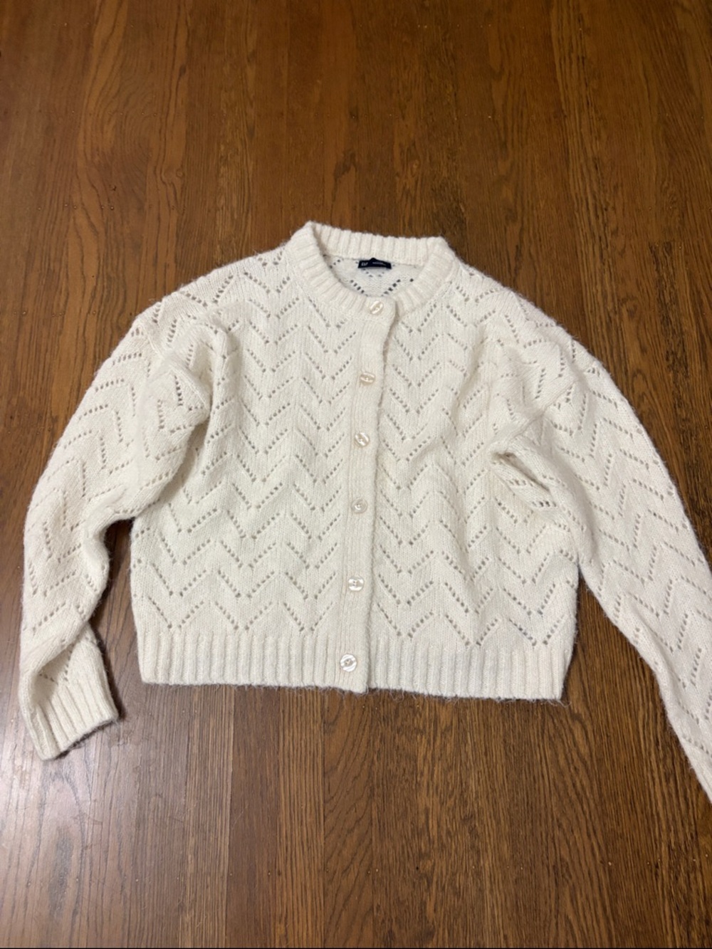 Gap Cream Open-Knit Button Front Women’s Sweater Cardigan size large
